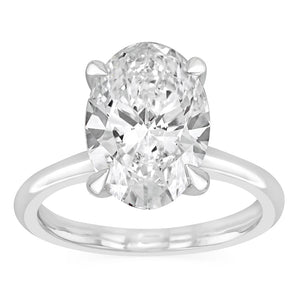 Luminesce Lab Grown 6 Carat Diamond Solitaire Oval Ring in Sterling Silver