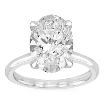 Luminesce Lab Grown 6 Carat Diamond Solitaire Oval Ring in Sterling Silver