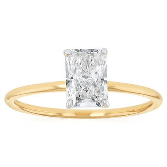 Luminesce Lab Grown 1 Carat Emerald Diamond Solitaire Ring in 9ct Yellow Gold