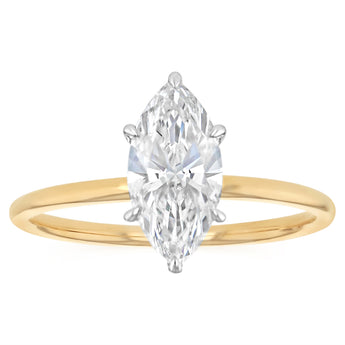 Luminesce Lab Grown 1 Carat Marquise Diamond Solitaire Ring in 9ct Yellow Gold
