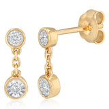 Luminesce Lab Grown 1/10 Carat Diamond Drop Earrings in Gold Plated Silver