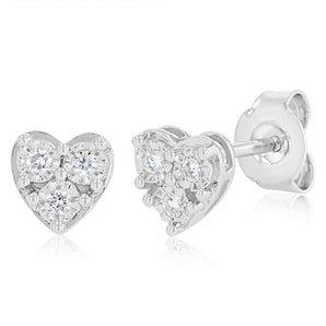 Luminesce Lab Grown 1/10 Carat Diamond Heart Stud Earrings in Sterling Silver