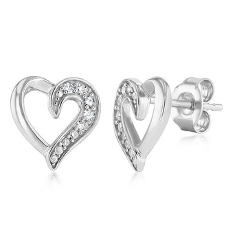 Luminesce Lab Grown 1/10 Carat Diamond Heart Stud Earrings in Sterling Silver