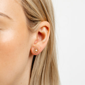Luminesce Lab Grown 1/6 Carat Flower Stud Earrings in 9ct Yellow Gold