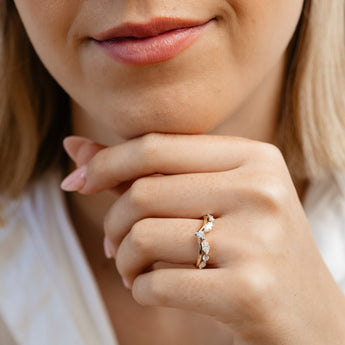 Luminesce Lab Grown 0.65 Carat Brilliant and Marquise Cut Diamond Ring in 9ct Yellow Gold