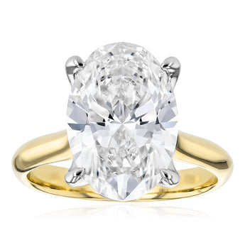 Luminesce Lab Grown 5 Carat Oval Diamond Solitaire Ring in 9ct Yellow Gold