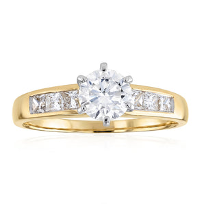 Luminesce Lab Grown 1.5 Carat Diamond Ring with 1 Carat Centre Diamond in 9ct Yellow Gold