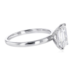 Luminesce Lab Grown 1.70 Carat Diamond Emerald Solitaire Ring in Sterling Silver