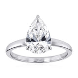 Lumiensce Lab Grown 1.7 Carat Diamond Pear Solitaire Ring in Sterling Silver