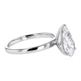 Lumiensce Lab Grown 1.7 Carat Diamond Pear Solitaire Ring in Sterling Silver