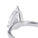 Lumiensce Lab Grown 1.7 Carat Diamond Pear Solitaire Ring in Sterling Silver