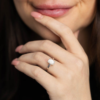 Luminesce Lab Grown 1.70 Carat Diamond Elongated Cushion Solitaire Ring in Sterling Silver