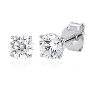 Luminesce Lab Grown 1 Carat Diamond Solitaire Stud Earrings in Sterling Silver
