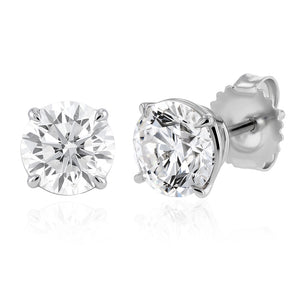 Luminesce Lab Grown 3 Carat Diamond Solitaire Stud Earrings in Sterling Silver
