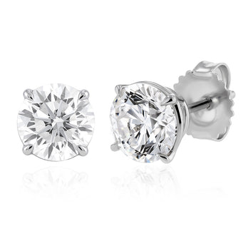 Luminesce Lab Grown 3 Carat Diamond Solitaire Stud Earrings in Sterling Silver