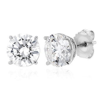 Luminesce Lab Grown 4 Carat Diamond Solitaire Stud Earrings in Sterling Silver