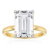 Luminesce Lab Grown 5 Carat Diamond Emerald Solitaire Ring in 9ct Yellow Gold
