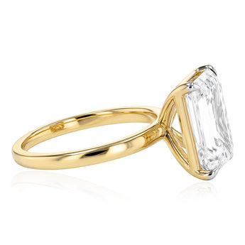 Luminesce Lab Grown 5 Carat Diamond Emerald Solitaire Ring in 9ct Yellow Gold