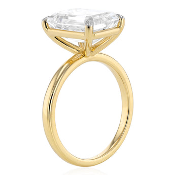 Luminesce Lab Grown 5 Carat Diamond Emerald Solitaire Ring in 9ct Yellow Gold