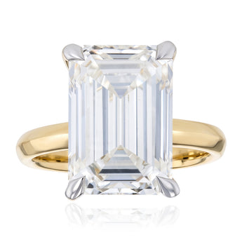 Luminesce Lab Grown 8 Carat Diamond Emerald Solitaire Ring in 9ct Yellow Gold