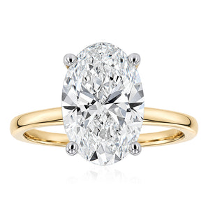 Luminesce Lab Grown 4 Carat Oval Diamond Solitaire Ring in 9ct Yellow Gold