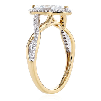 Luminesce Lab Grown 1 Carat Diamond Halo Ring in 9ct Yellow Gold