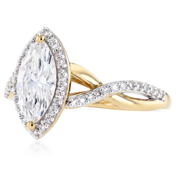 Luminesce Lab Grown 1 Carat Diamond Halo Ring in 9ct Yellow Gold