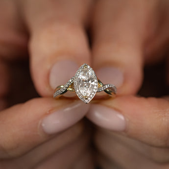 Luminesce Lab Grown 1 Carat Diamond Halo Ring in 9ct Yellow Gold
