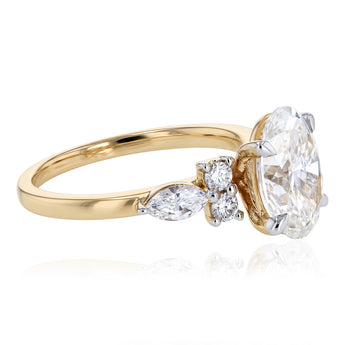 Luminesce Lab Grown 3 Carat Diamond with Oval Centre Ring in 9ct Yellow Gold