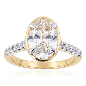 Luminesce Lab Grown 2.7 Carat Diamond with Oval Centre Bezel Ring in 9ct Yellow Gold