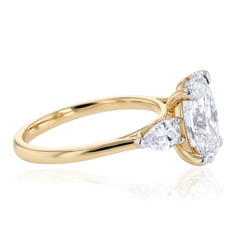 Luminesce Lab Grown 3 Carat Diamond with Oval Centre Ring in 9ct Yellow Gold