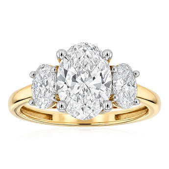 Luminesce Lab Grown 2.8 Carat Diamond Trilogy Ring in 9ct Yellow Gold