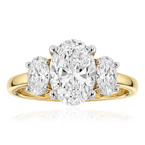 Luminesce Lab Grown 2.8 Carat Diamond Trilogy Ring in 9ct Yellow Gold