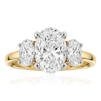 Luminesce Lab Grown 2.8 Carat Diamond Trilogy Ring in 9ct Yellow Gold