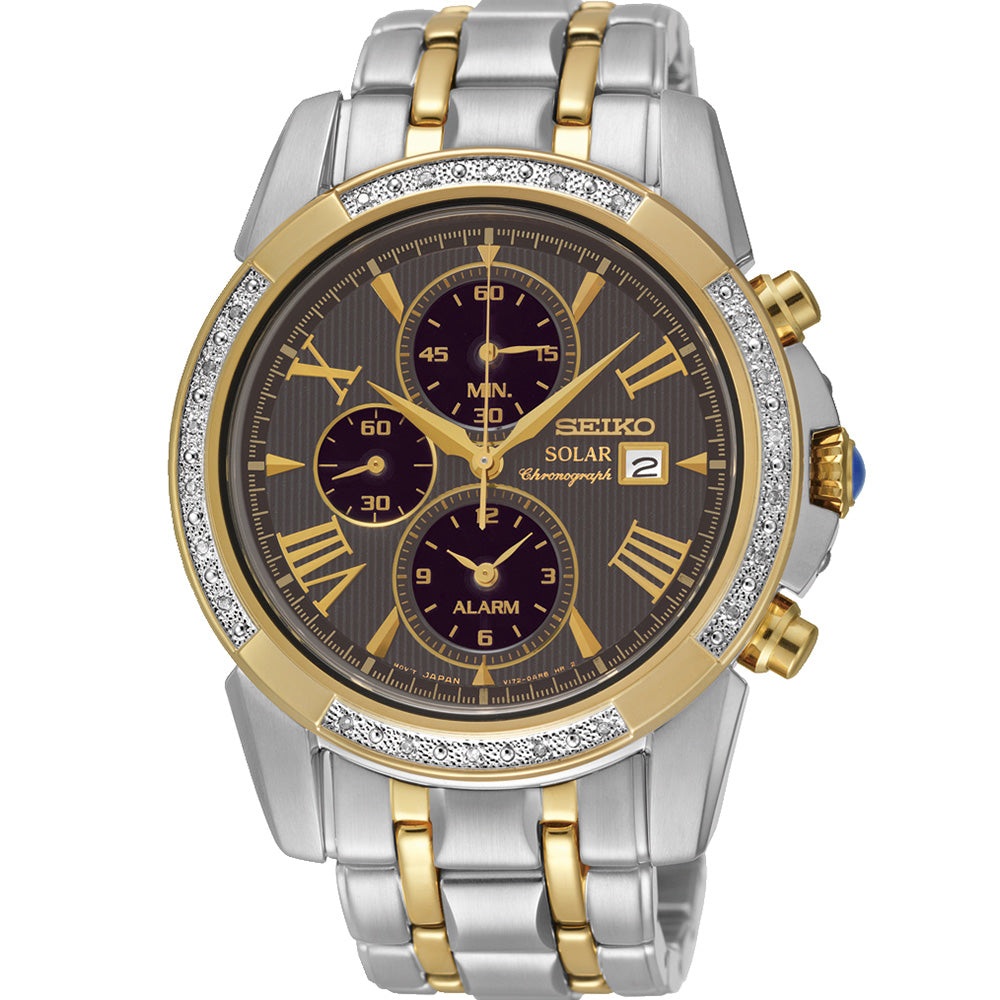 Seiko SSC312P 9 Le Grand Sport Solar Diamond Set Mens Watch