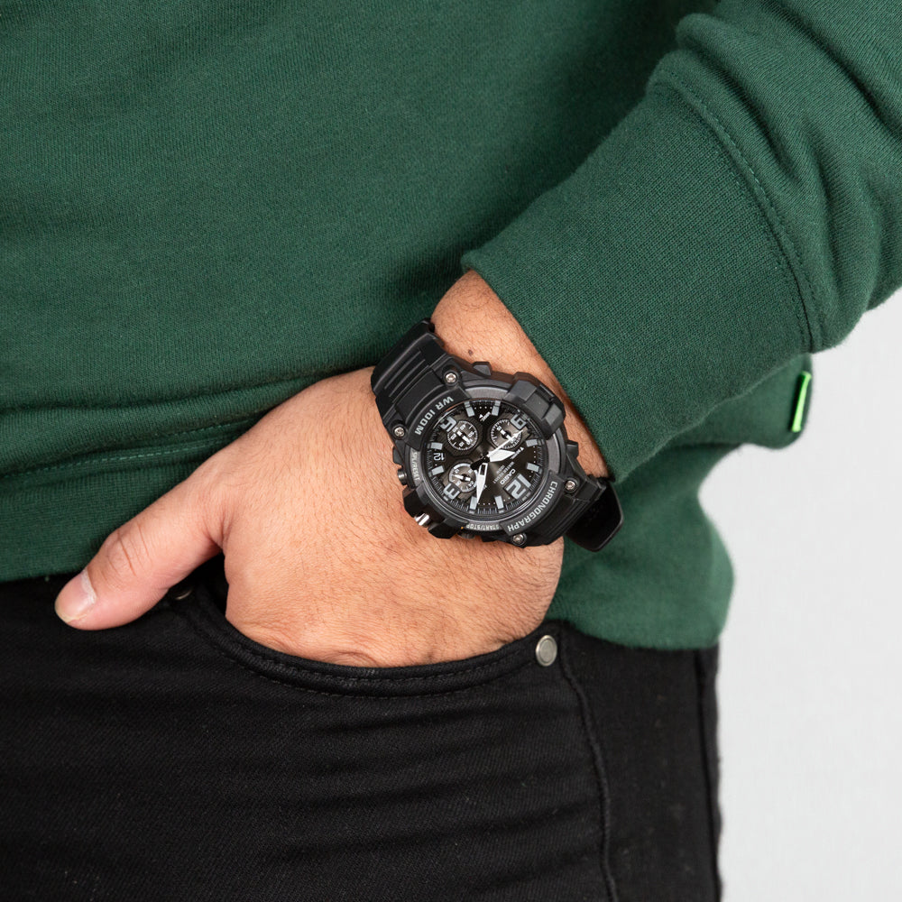 Casio Mens Watch CHRONO ANALOG 100M BLK Grahams Jewellers