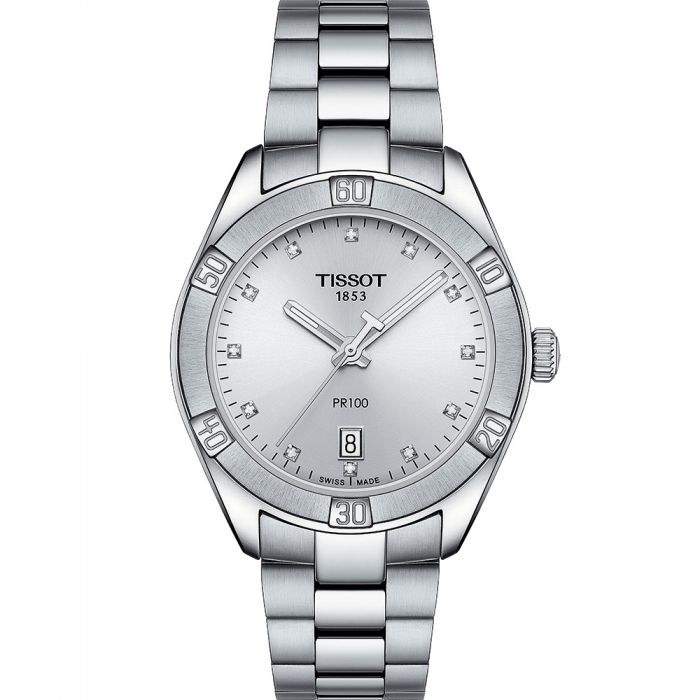 Tissot PR100 Sport Chic T1019101103600 12 Diamonds Stainless Steel Womens Watch