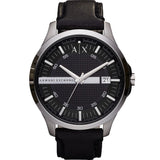 AX2101 Armani ExchangevÇ¬†Hampton Silver & Black Leather Dress Watch