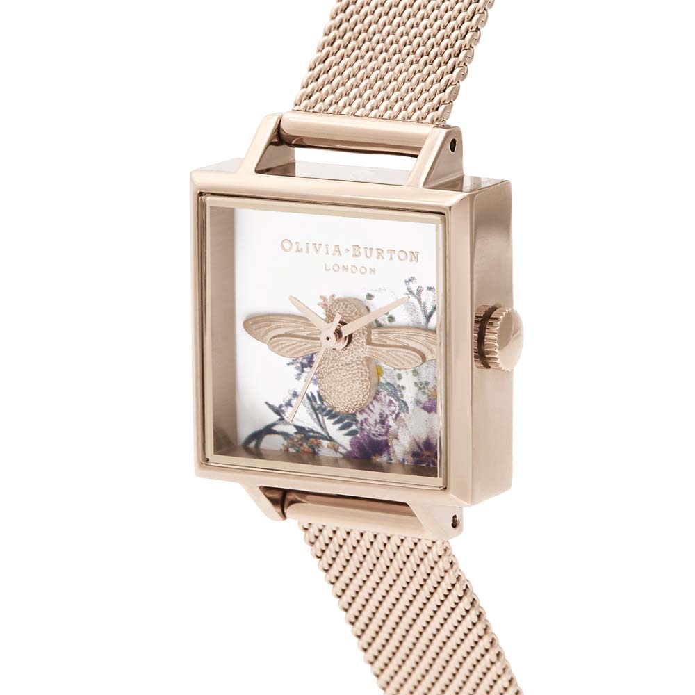 Olivia burton glasshouse rose gold mesh sale