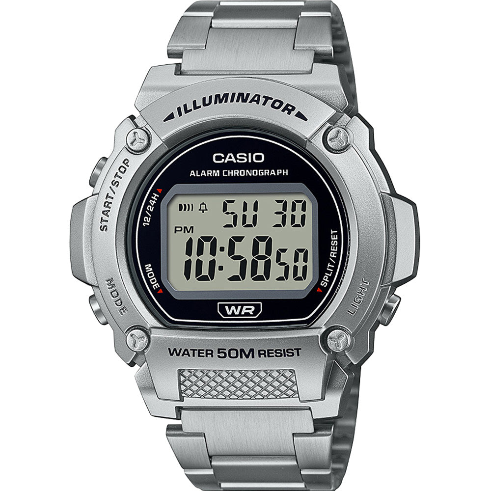 Casio W219HD1 Digital Stainless Steel Mens Watch Grahams Jewellers