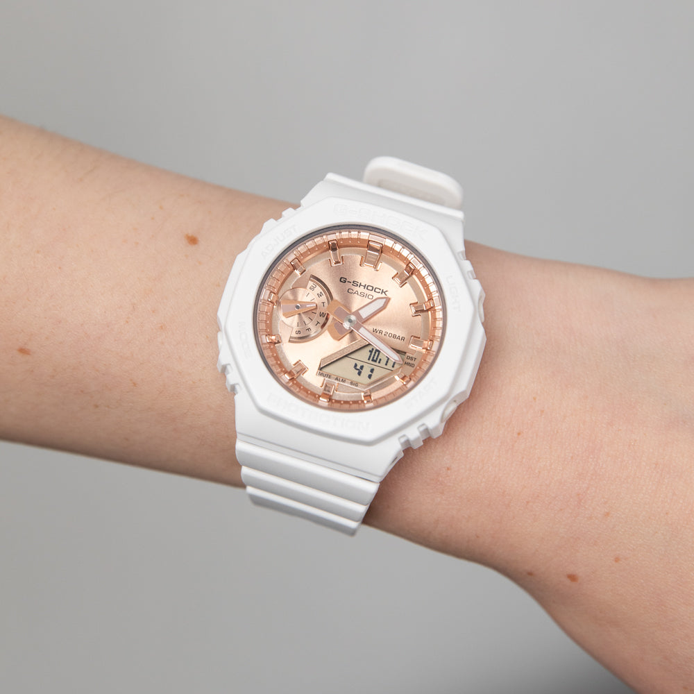 G Shock GMAS2100MD 7 Pink Gold Metallic Dial Watch