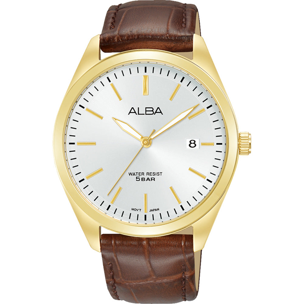 Alba AS9S26X Brown Leather Mens Watch