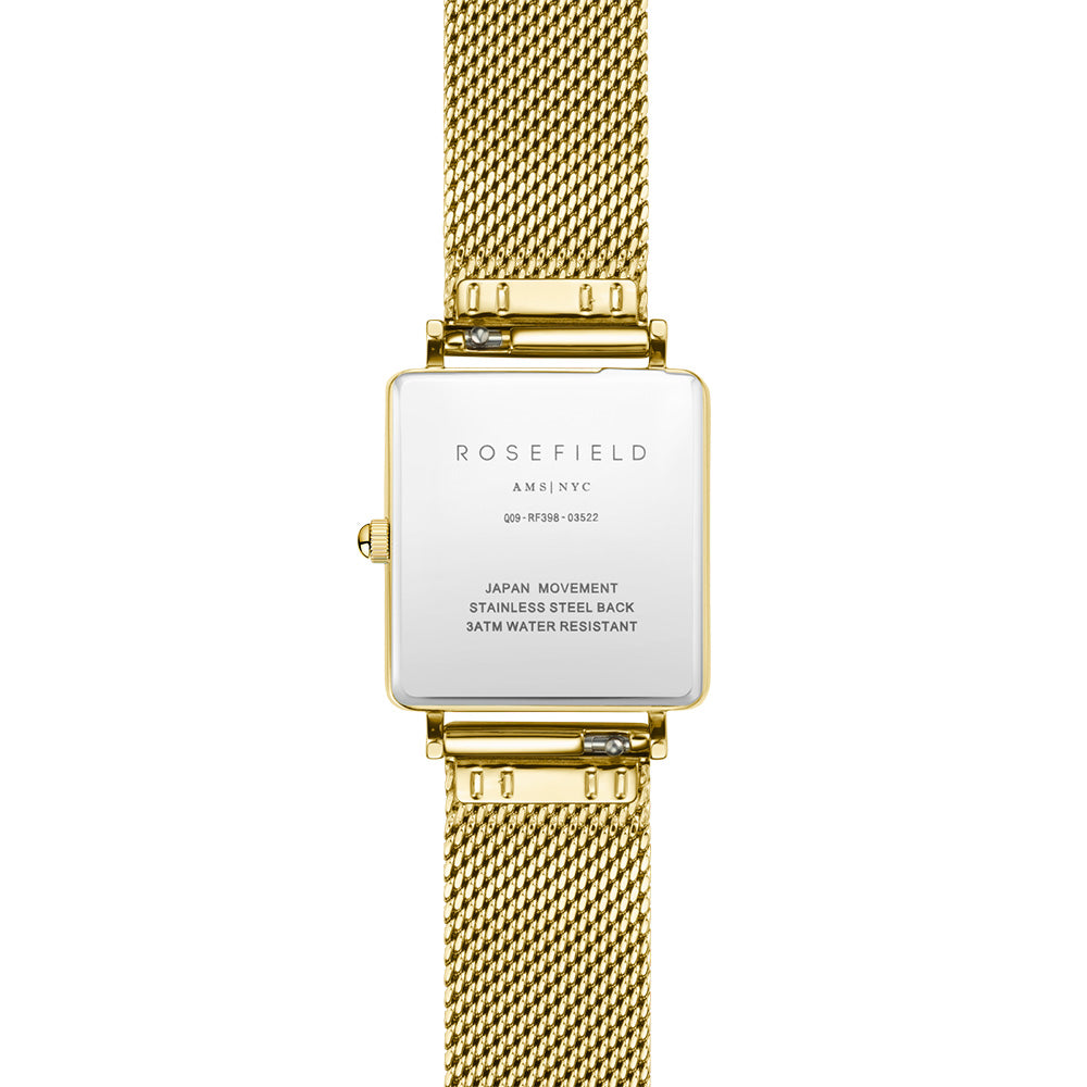 Rosefield QWSG-Q021 The Boxy Gold Tone Mesh Band Ladies Watch