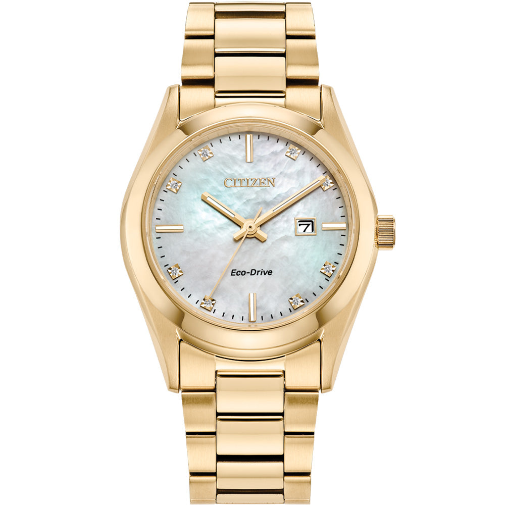 Citizen Eco-Drive EW2702-59D Mother of Pearl Gold Tone Ladies Watch