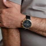 Harison Ezra GH025-YBB 40mm Black Leather Watch