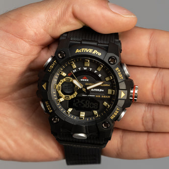 Active Pro Digital 8040 Black and Gold Sports Watch