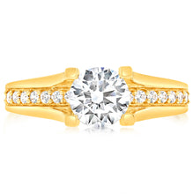 Load image into Gallery viewer, 9ct Yellow Gold Round Cubic Zirconia 4 Claw and Channel Set Ring