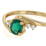 Created Emerald & Zirconia Ring in 9ct Yellow Gold