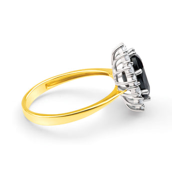 9ct Yellow Gold 2.5 Carat Natural Sapphire + Zirconia Ring