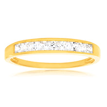 Load image into Gallery viewer, 9ct Yellow Gold Princess Cut Channel Set Cubic Zirconia Ring